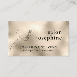 Champagne Gold Foil Line Art Logo Salon Name Visitenkarte