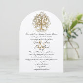 Champagne Gold Forest Rustic Luxe Tree Wedding Einladung (Stehend Vorderseite)