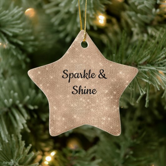 Champagne Gold Glam Sparkle Glitz Keramik Ornament (Baum)