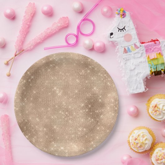 Champagne Gold Glam Sparkle Glitz Pappteller (Party)