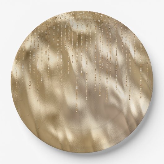 Champagne Gold Glam Sparkle Stings Wedding Pappteller (Vorderseite)