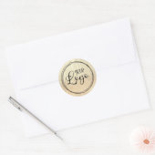 Champagne Gold Glam Texture Logo Runder Aufkleber (Umschlag)