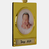 Champagne Gold Glam Texture Personalisiert Banner-Ornament Gold (Rechts)