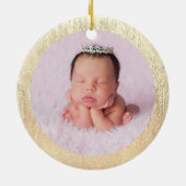 Champagne Gold Glam Texture Personalisiert Keramik Ornament (Hinten)