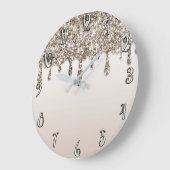 Champagne Gold Glitter Drip Girly Chic Modern Glam Große Wanduhr (Winkel)