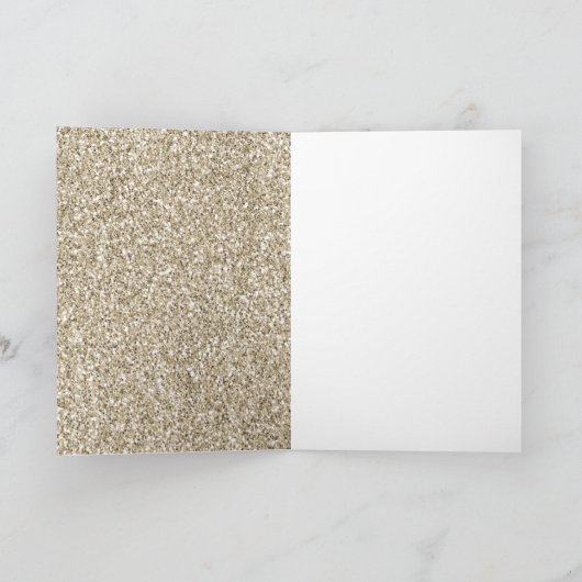Champagne Gold Glitzer Aquamarin Stripes Karte (Innenseite)