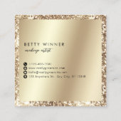 Champagne Gold Glitzer Foil Script Monogram Squar Quadratische Visitenkarte (Rückseite)