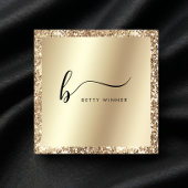 Champagne Gold Glitzer Foil Script Monogram Squar Quadratische Visitenkarte