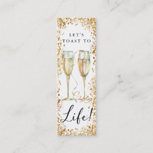 Champagne Gold Glitzer Geburtstagsparty Lesezeiche Mini Visitenkarte
