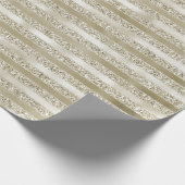 Champagne Gold Glitzer Glitz Stripes Geschenkpapier (Ecke)