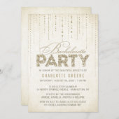 Champagne Gold Glitzer Look Junggeselinnen-Abschie Einladung (Vorne/Hinten)