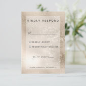 Champagne Gold Glitzer Moderne Hochzeit RSVP Karte (Stehend Vorderseite)