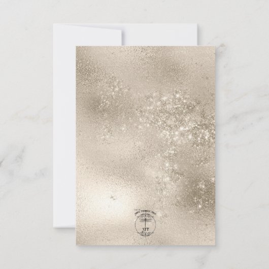 Champagne Gold Glitzer Moderne Hochzeit RSVP Karte (Rückseite)