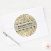 Champagne Gold Glitzer Swirl Romantisches Hochzeit Runder Aufkleber (Umschlag)