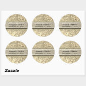 Champagne Gold Glitzer Swirl Romantisches Hochzeit Runder Aufkleber (Blatt)