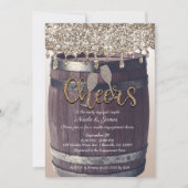 Champagne Gold Glitzer Tropfen Barrel Verlobung Einladung (Vorderseite)