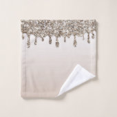 Champagne Gold Glitzer Tropfen Luxury Glam Badhandtuch Set (Waschlappen)