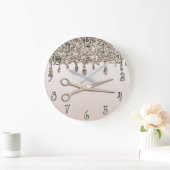 Champagne Gold Glitzer Tropfen Moderner Glam Frise Große Wanduhr (Zuhause)
