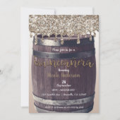 Champagne Gold Glitzer Tropfen Rustikale Quinceñer Einladung (Vorderseite)