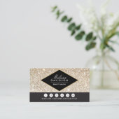 Champagne Gold Glitzer und Glamour Loyalty Card II Treuekarte (Stehend Vorderseite)