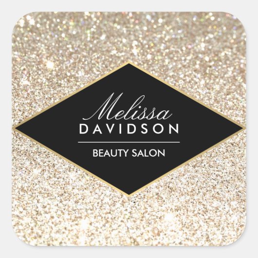 Champagne Gold Glitzer und Glamour Quadratischer Aufkleber (Vorderseite)