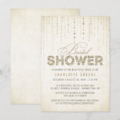 Champagne Gold Glitzern Look Brautparty Einladung (Vorne/Hinten)