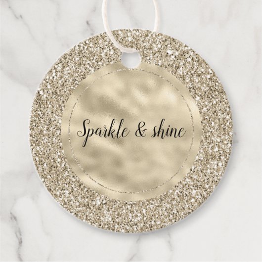 Champagne Gold Glitzy Glitzer Geschenkanhänger (Vorderseite)