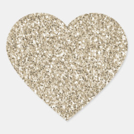 Champagne Gold Glitzy Glitzer Herz-Aufkleber