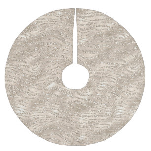 Champagne Gold Glitzy Glitzer Zebra Polyester Weihnachtsbaumdecke