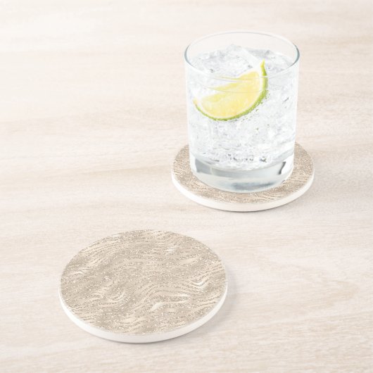 Champagne Gold Glitzy Glitzer Zebra Print Getränkeuntersetzer (Seite)