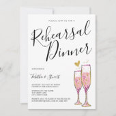 Champagne Gold Herz Probe Abendessen Einladung (Vorderseite)