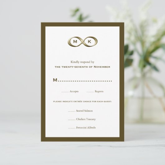 Champagne Gold Infinity Hand Clasp Wedding RSVP Ca (Stehend Vorderseite)