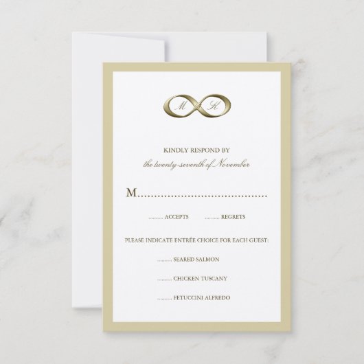 Champagne Gold Infinity Hand Clasp Wedding RSVP Ca Karte (Vorderseite)