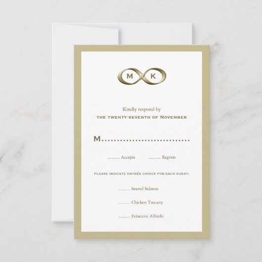 Champagne Gold Infinity Hand Clasp Wedding RSVP Ca Karte (Vorderseite)