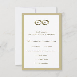 Champagne Gold Infinity Hand Clasp Wedding RSVP Ca Karte