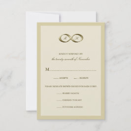 Champagne Gold Infinity Hand Clasp Wedding RSVP Karte