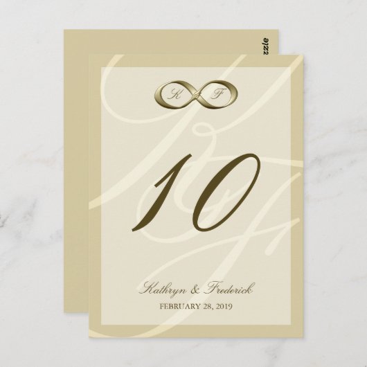 Champagne Gold Infinity Handklasp Tischnummer (Vorne/Hinten)