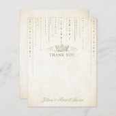 Champagne Gold Jewels Fairytale Crown Dankeskarte (Vorne/Hinten)