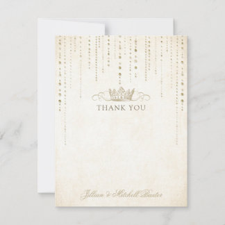 Champagne Gold Jewels Fairytale Crown Dankeskarte