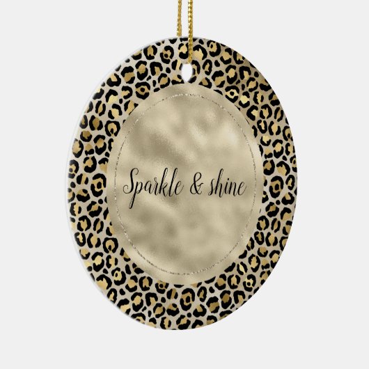 Champagne Gold Leopard Keramik Ornament (Rechts)