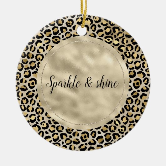 Champagne Gold Leopard Keramik Ornament (Vorne)