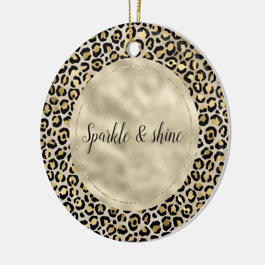 Champagne Gold Leopard Keramik Ornament (Links)