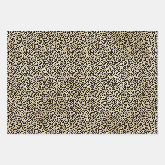 Champagne Gold Leopard Print Geschenkpapier Set (Vorderseite)