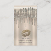 Champagne Gold Lippen Kiss Diamond Glitzer Tropfen Visitenkarte (Rückseite)