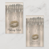 Champagne Gold Lippen Kiss Diamond Glitzer Tropfen Visitenkarte (Vorne/Hinten)