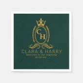 Champagne gold minimal  lettering green weeding serviette (Vorderseite)