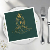 Champagne gold minimal  lettering green weeding serviette