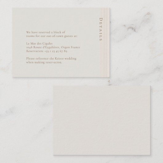 Champagne Gold Moderne schicke Detail-Einschließka Begleitkarte (Vorne/Hinten)