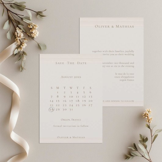 Champagne Gold Moderner Chic Kalender Save the Dat Date