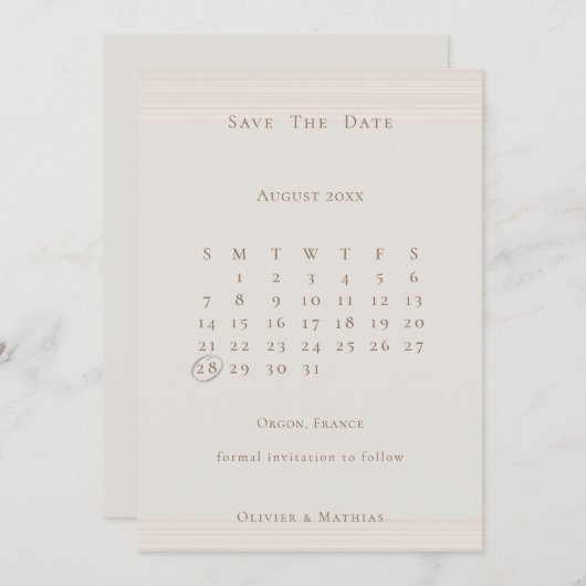 Champagne Gold Moderner Chic Kalender Save the Dat Save The Date (Vorne/Hinten)